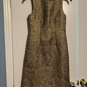 Beautiful sheath dress with golden shimmer. Ann Taylor petite.
